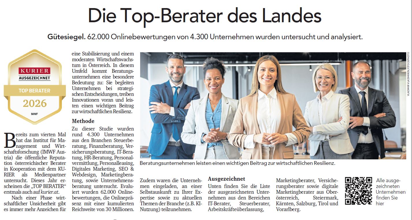 Wir gehören zu Österreichs Top-Beratern 2026